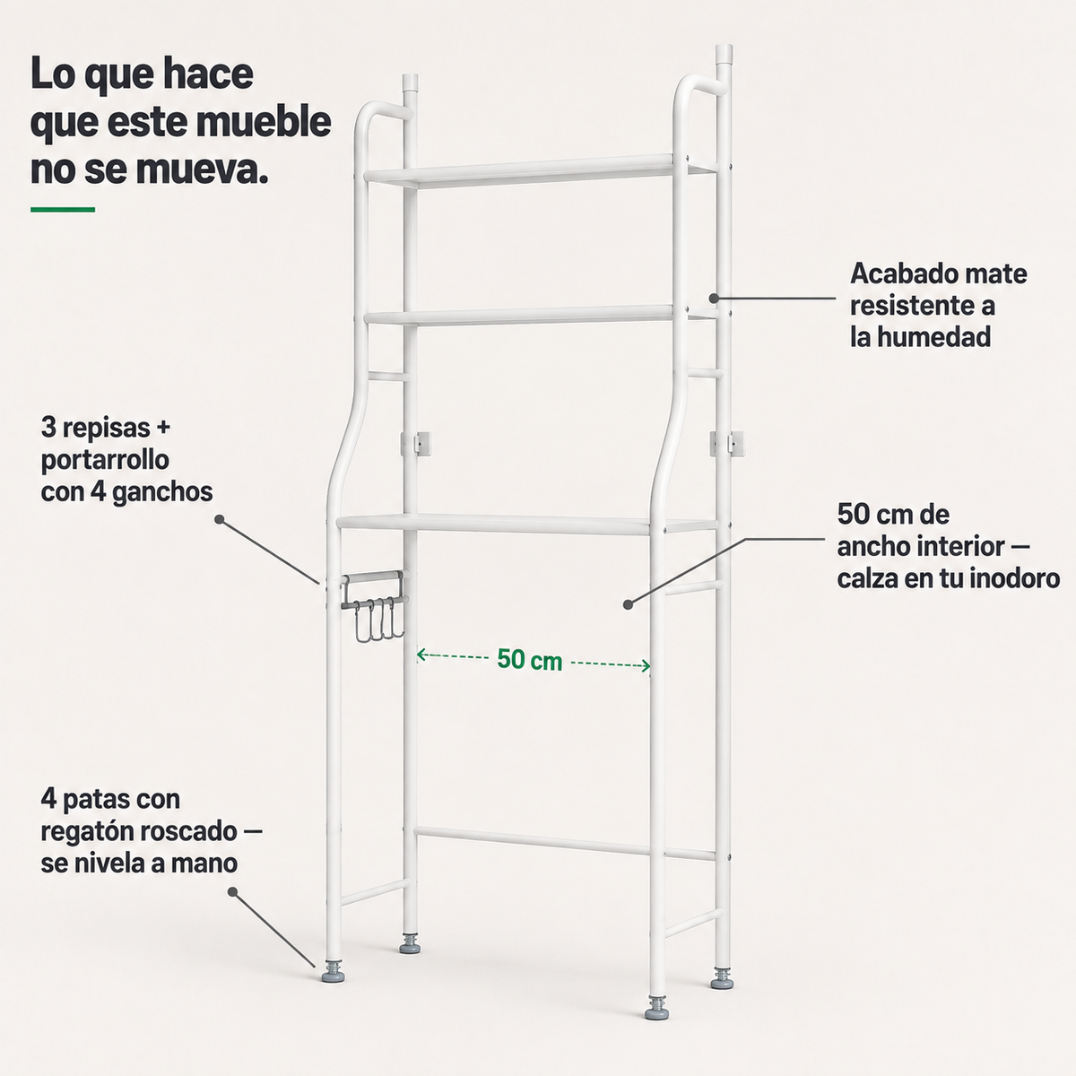 Estante Organizador Bano Inodoro Mueble - 112616 — vista 3